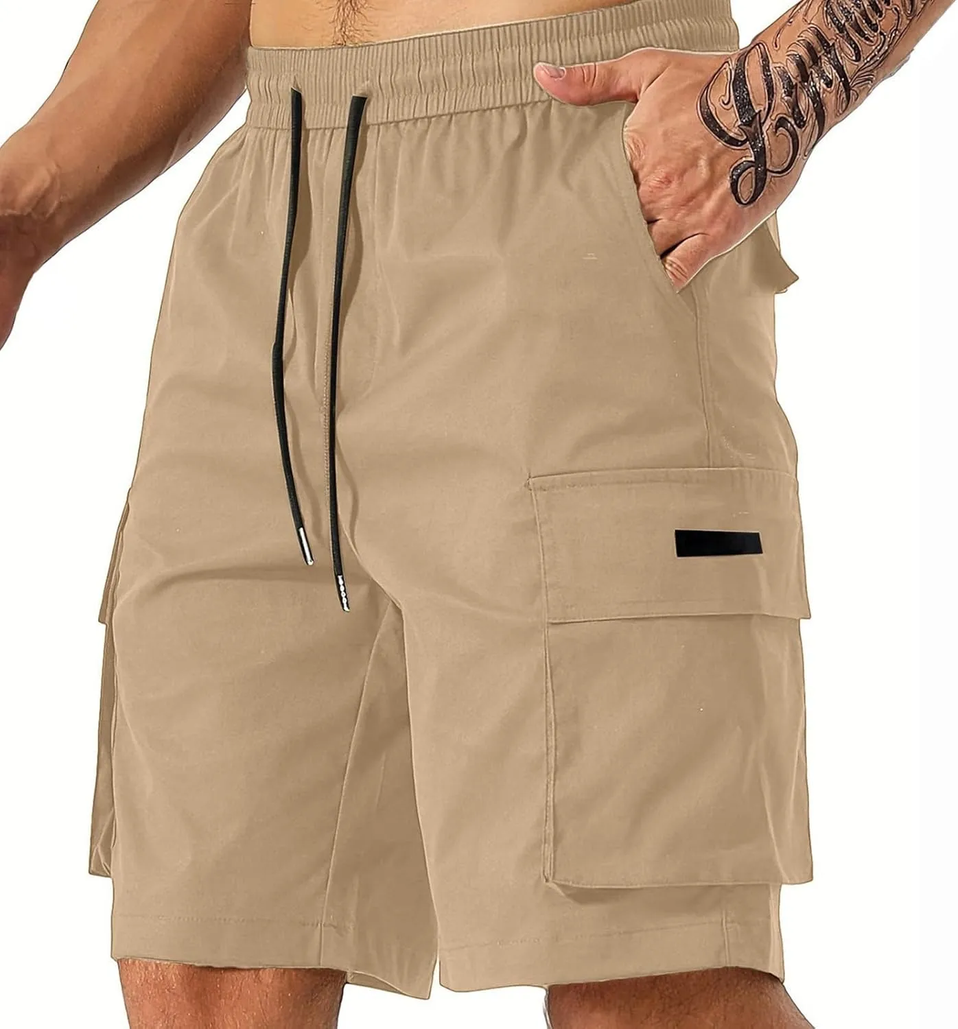 Cargo Shorts for Men Elastic Waist Drawstring Casual Pant 2025 Summer Relaxed Fit Comfy Work Shorts with Multi Pocket