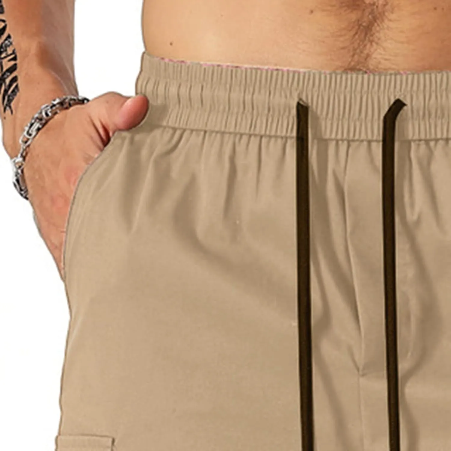 Cargo Shorts for Men Elastic Waist Drawstring Casual Pant 2025 Summer Relaxed Fit Comfy Work Shorts with Multi Pocket