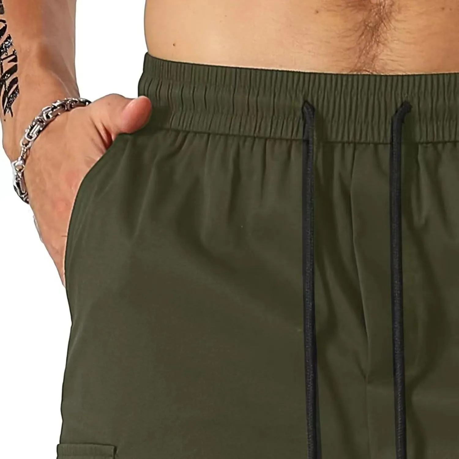 Cargo Shorts for Men Elastic Waist Drawstring Casual Pant 2025 Summer Relaxed Fit Comfy Work Shorts with Multi Pocket