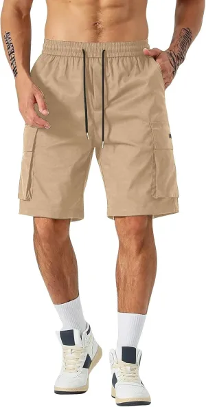 Cargo Shorts for Men Elastic Waist Drawstring Casual Pant 2025 Summer Relaxed Fit Comfy Work Shorts with Multi Pocket