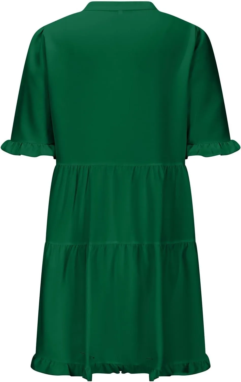 Casual Dresses for Women V Neck Pleated Oversized Flowing Dress Folded Solid Women Beach Vacation Dress