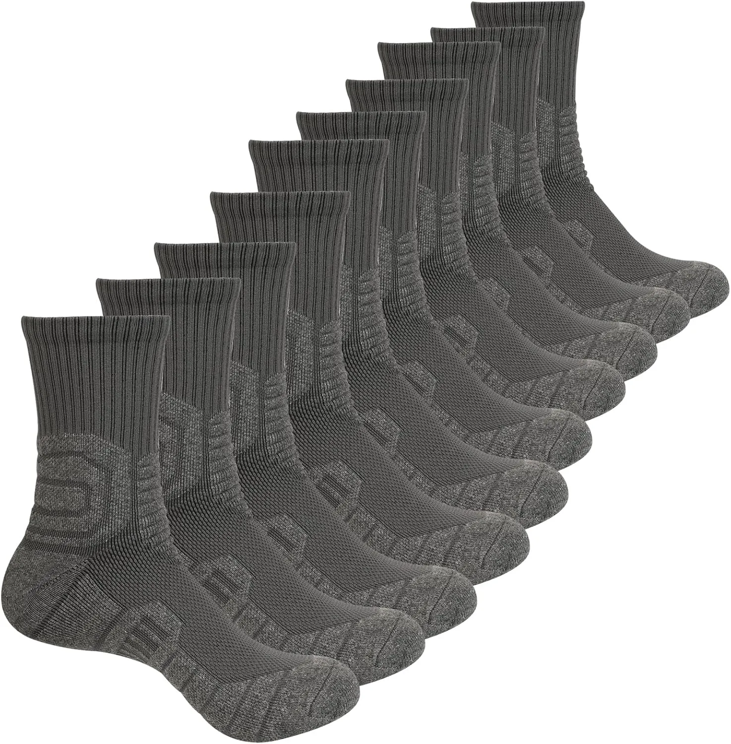 Compression Socks Men 5 Pairs, Cotton Athletic Crew Socks Cushioned Sports Running-Arch Support Work Socks Size 8-10