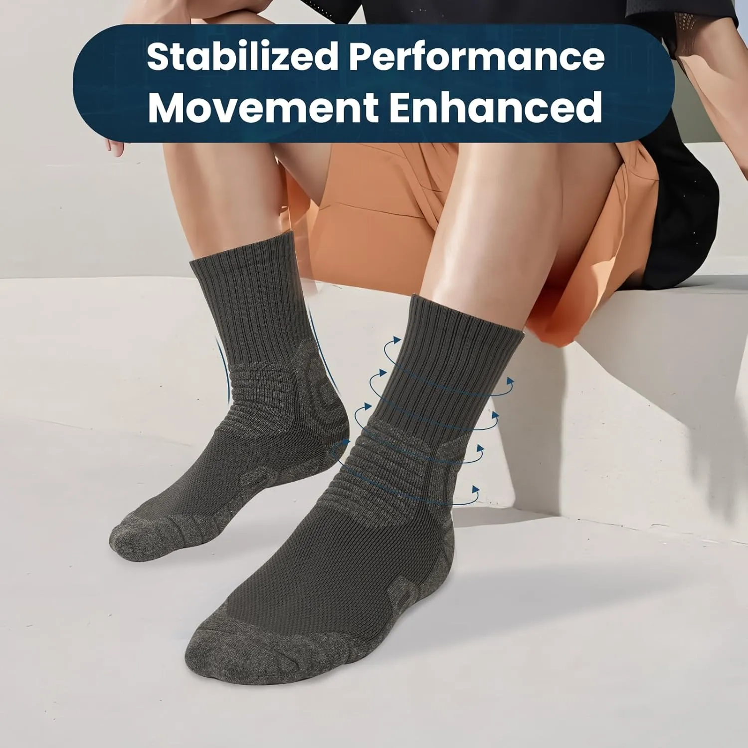 Compression Socks Men 5 Pairs, Cotton Athletic Crew Socks Cushioned Sports Running-Arch Support Work Socks Size 8-10