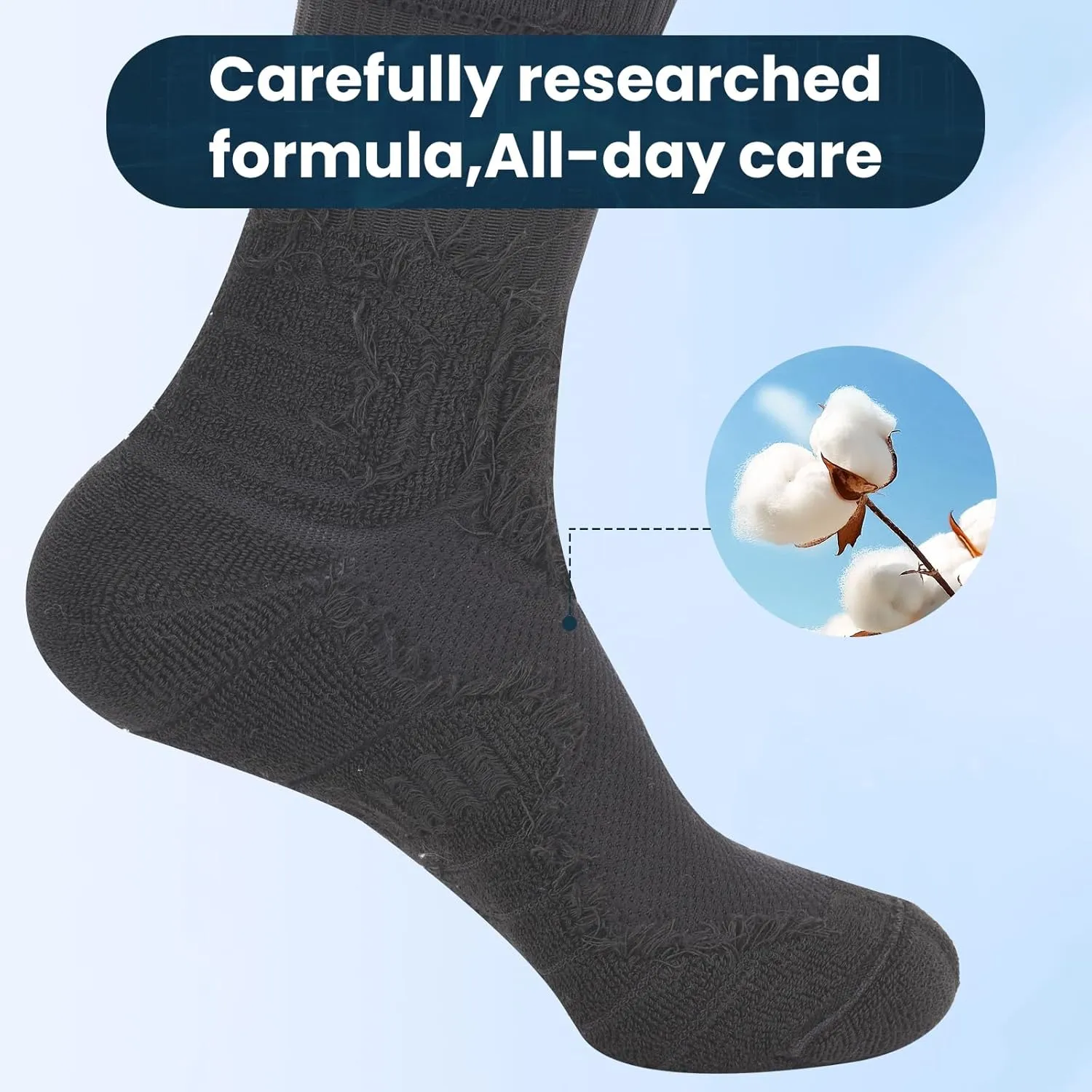 Compression Socks Men 5 Pairs, Cotton Athletic Crew Socks Cushioned Sports Running-Arch Support Work Socks Size 8-10