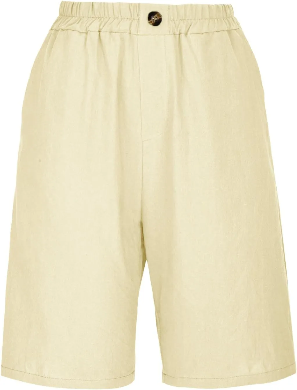 Cotton Linen Shorts for Women Loose Fit Knee Length Bermuda Shorts Casual Wide Leg Elastic Waist Workout Shorts