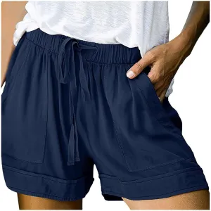 Cotton Shorts for Women Sexy Casual Bermuda Shorts Stretchy Fashion Drawstring Lounge Shorts with Pockets