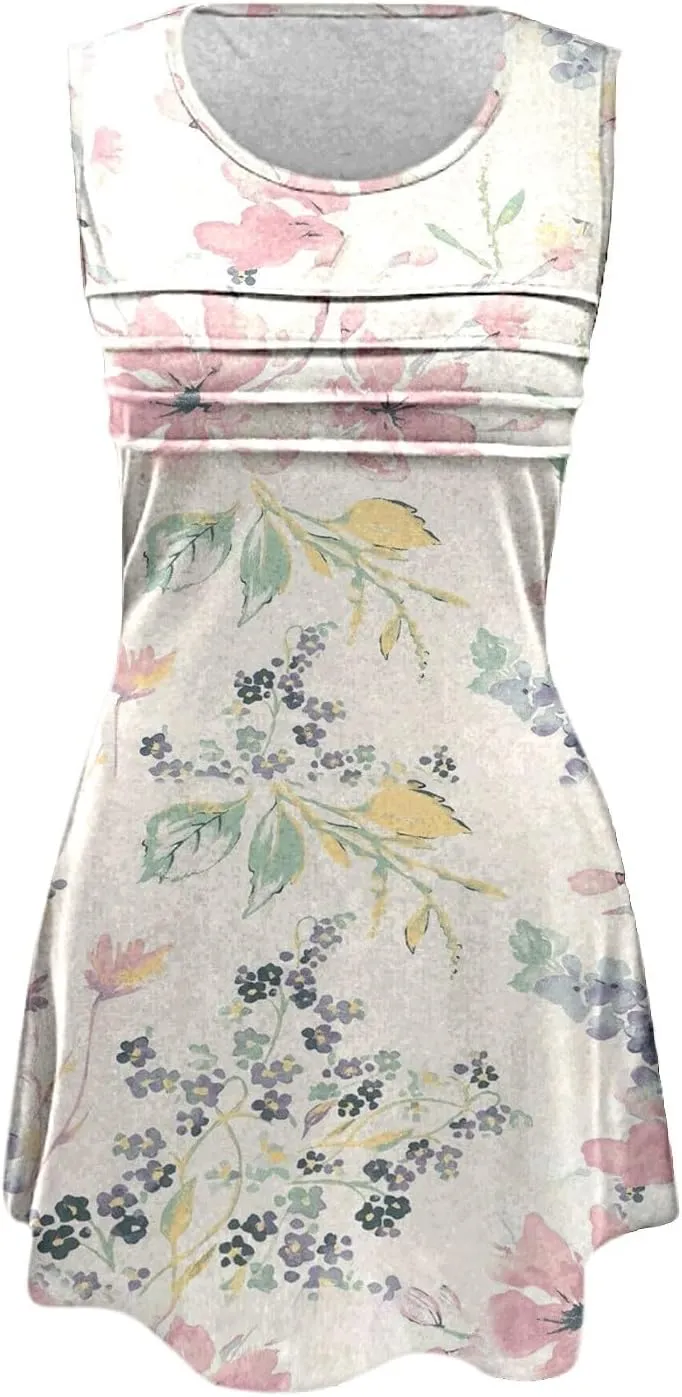 Cotton Summer Dresses for Women Womens with Pockets Summer Casual Tank Dress Sleeveless Midi Beach Dress Summer