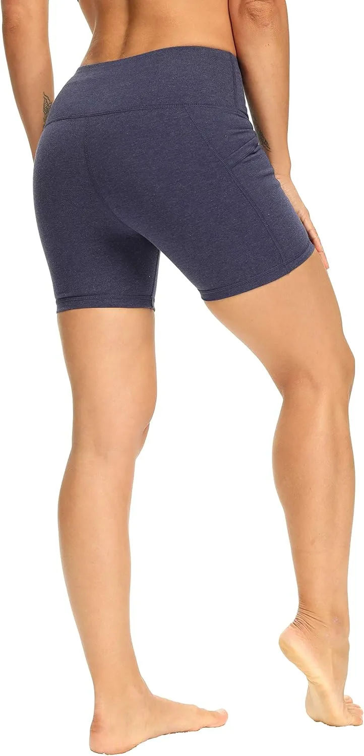 CQC Women's High Waist Yoga Shorts Compression Workout Running Bike Shorts Side Pockets