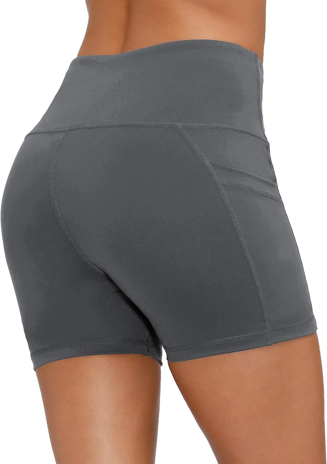 CQC Women's High Waist Yoga Shorts Compression Workout Running Bike Shorts Side Pockets