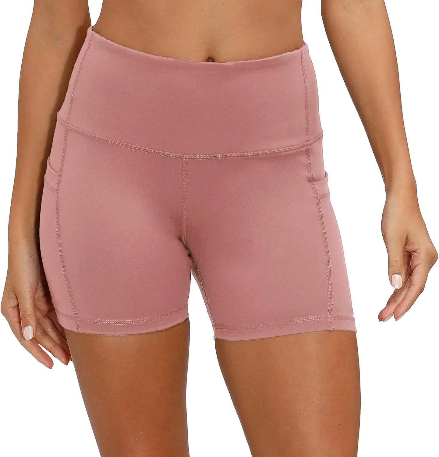 CQC Women's High Waist Yoga Shorts Compression Workout Running Bike Shorts Side Pockets