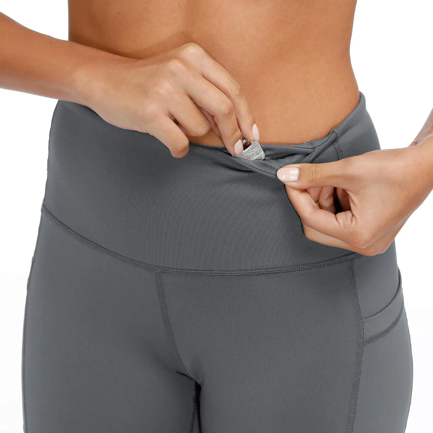 CQC Women's High Waist Yoga Shorts Compression Workout Running Bike Shorts Side Pockets