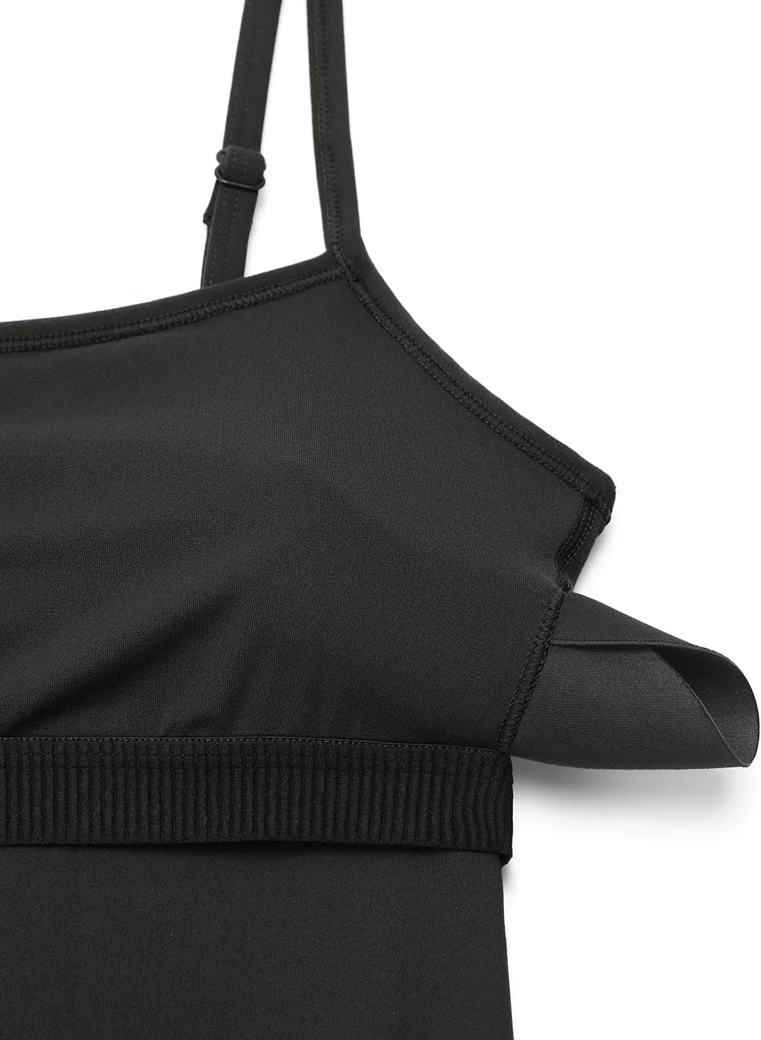 CRZ YOGA Butterluxe Flare Jumpsuits for Women Spaghetti Strap Workout Athletic Onesie Square Neck Bodysuits with Built in Bra