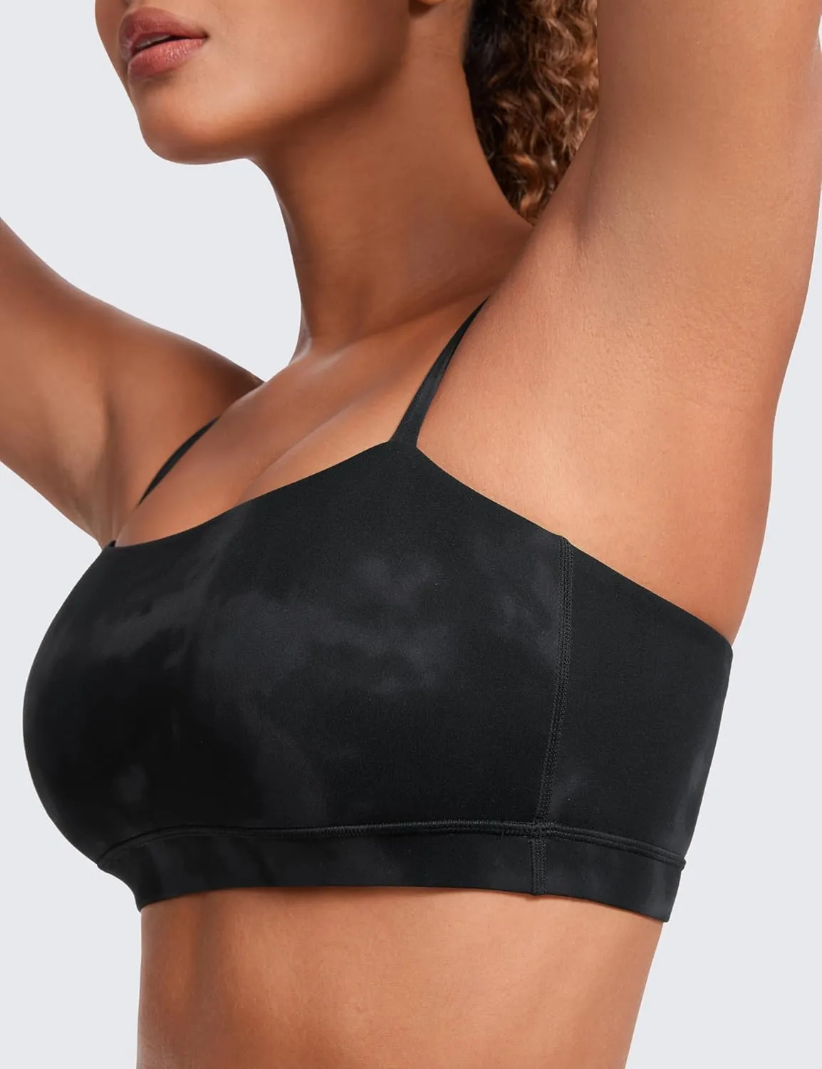 CRZ YOGA Butterluxe Womens Adjustable Spaghetti Thin Strap Sports Bra - Padded Wireless Square Neck Workout Yoga Clothes