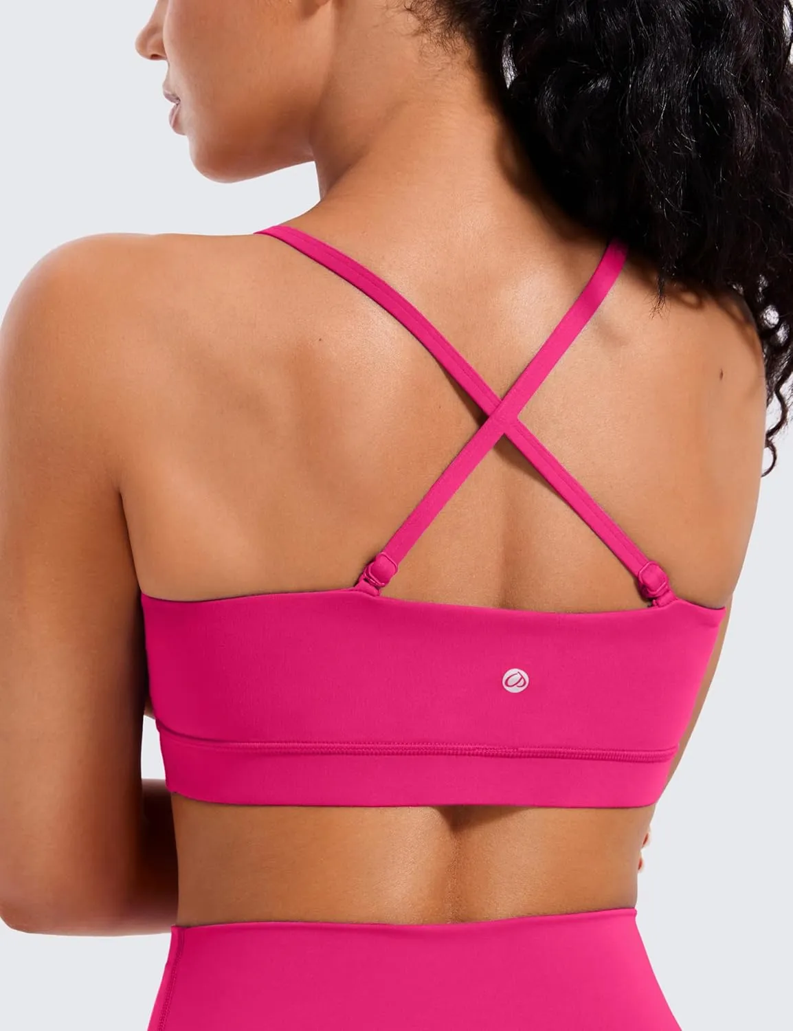 CRZ YOGA Butterluxe Womens Adjustable Spaghetti Thin Strap Sports Bra - Padded Wireless Square Neck Workout Yoga Clothes
