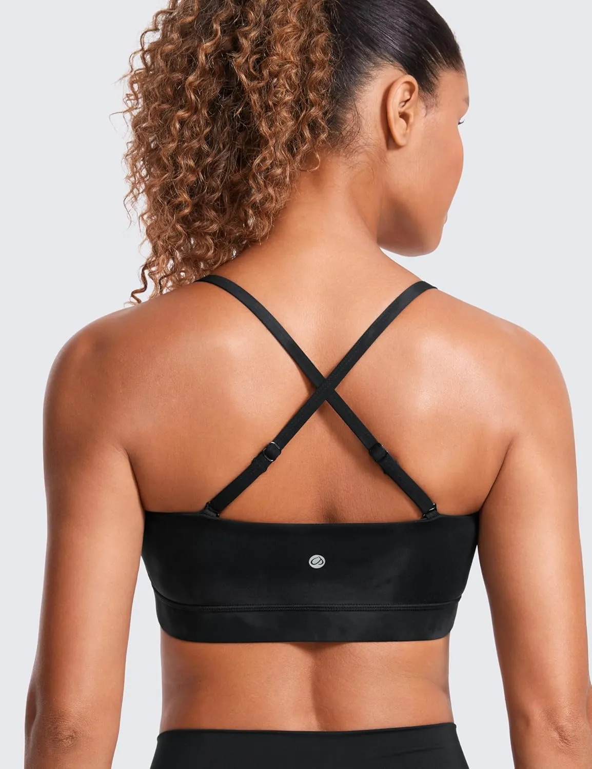 CRZ YOGA Butterluxe Womens Adjustable Spaghetti Thin Strap Sports Bra - Padded Wireless Square Neck Workout Yoga Clothes
