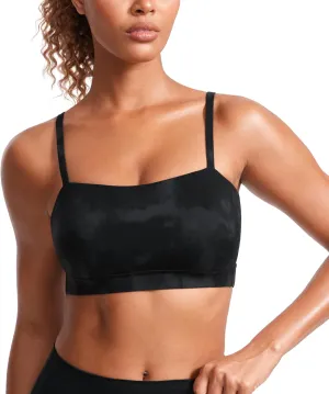 CRZ YOGA Butterluxe Womens Adjustable Spaghetti Thin Strap Sports Bra - Padded Wireless Square Neck Workout Yoga Clothes