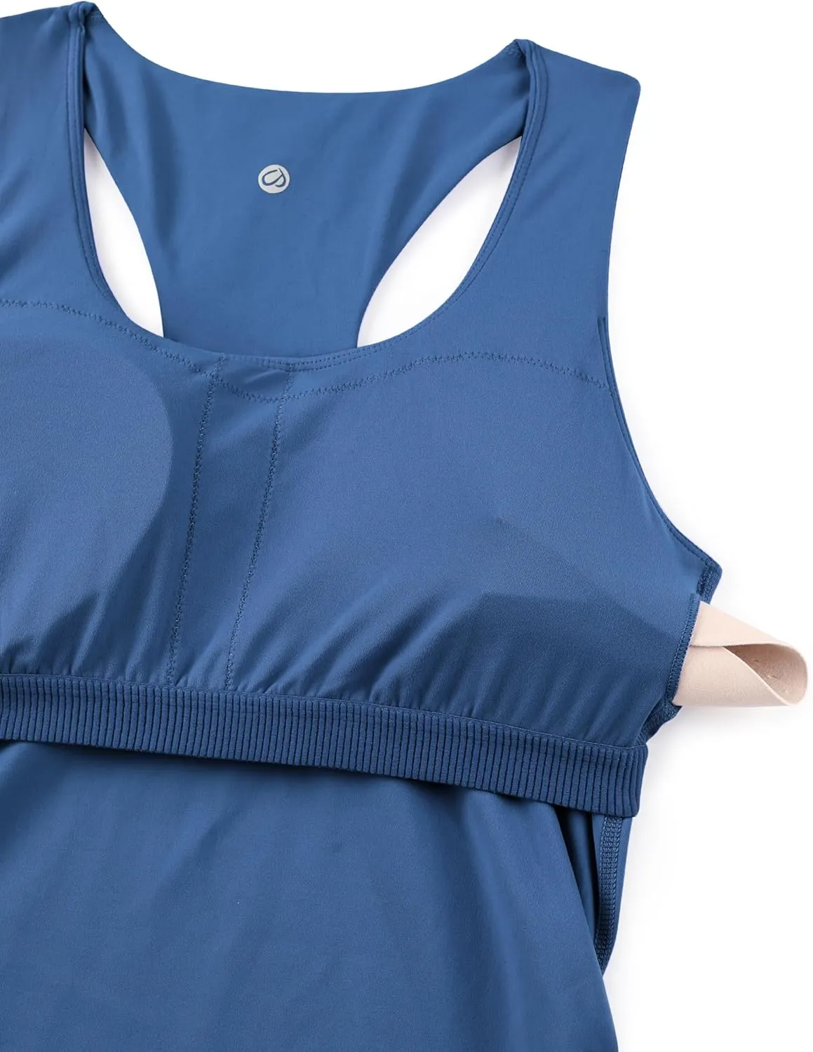 CRZ YOGA Butterluxe Womens Racerback Maternity Tank Tops Ruched Sleeveless Pregnancy Yoga Tee with Built in Bra Workout Shirt