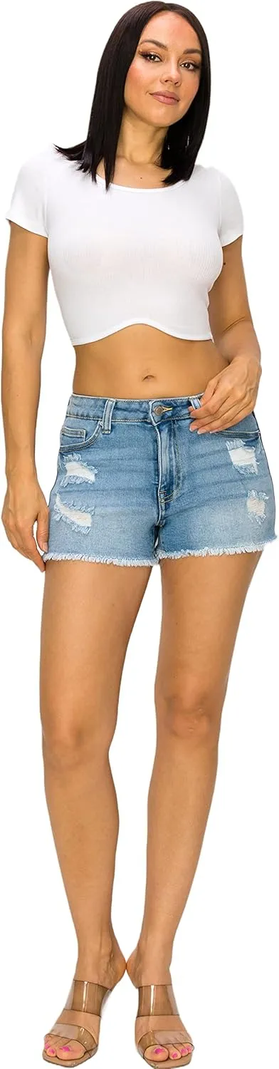 Denim Jean Shorts for Women - Casual Stretchy High Waisted Jean Shorts