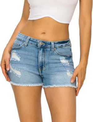 Denim Jean Shorts for Women - Casual Stretchy High Waisted Jean Shorts