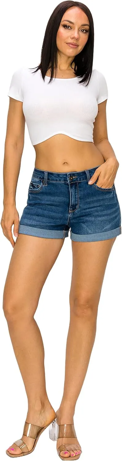 Denim Jean Shorts for Women - Casual Stretchy High Waisted Jean Shorts