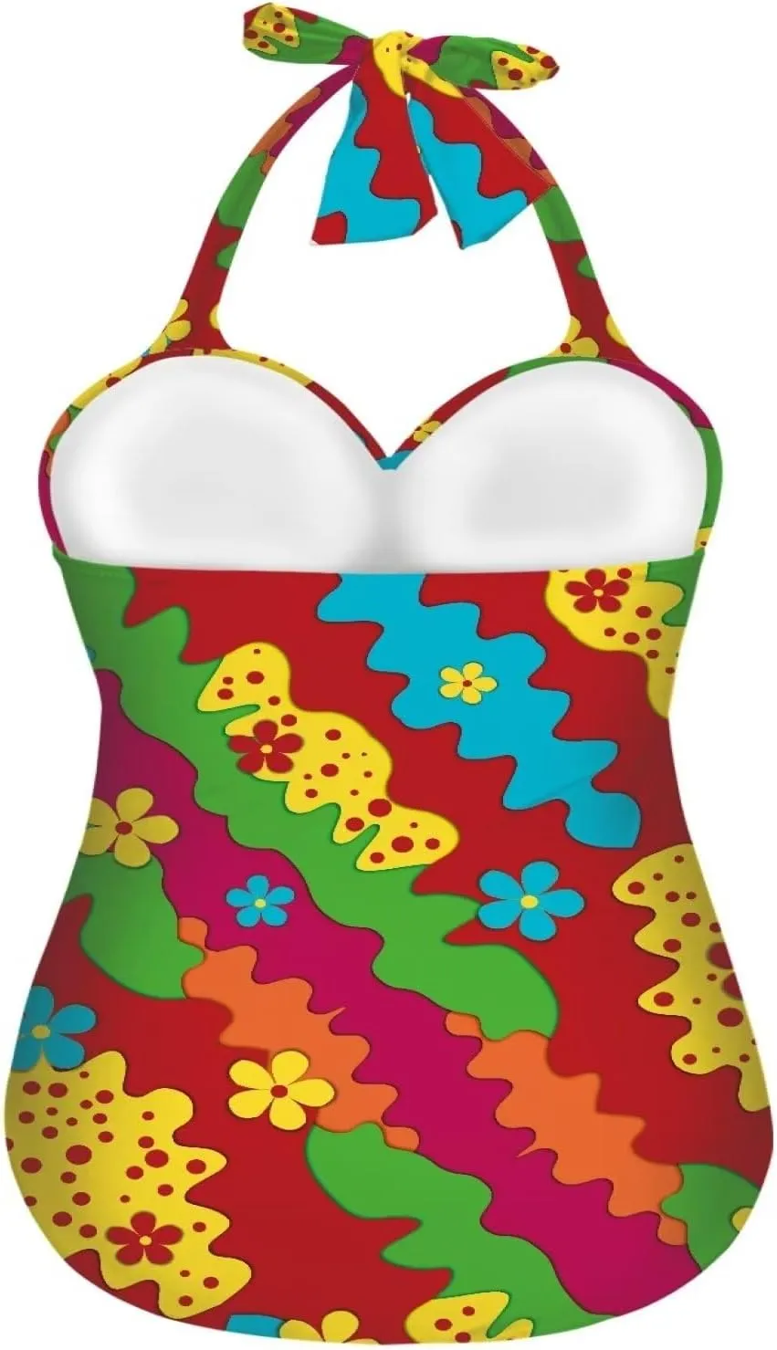 DISNIMO One Piece Swimsuit for Women Plus Size Halter Swimwear Tummy Control V Neck Bathing Suit