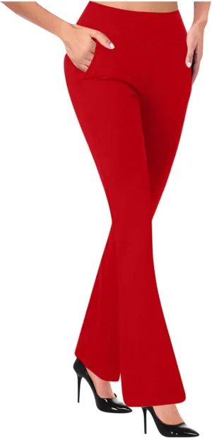 Dress Pants Women Tummy Control Workout Yoga Pants Business Casual High Waist Bootcut Work Pants Lounges with Pockets
