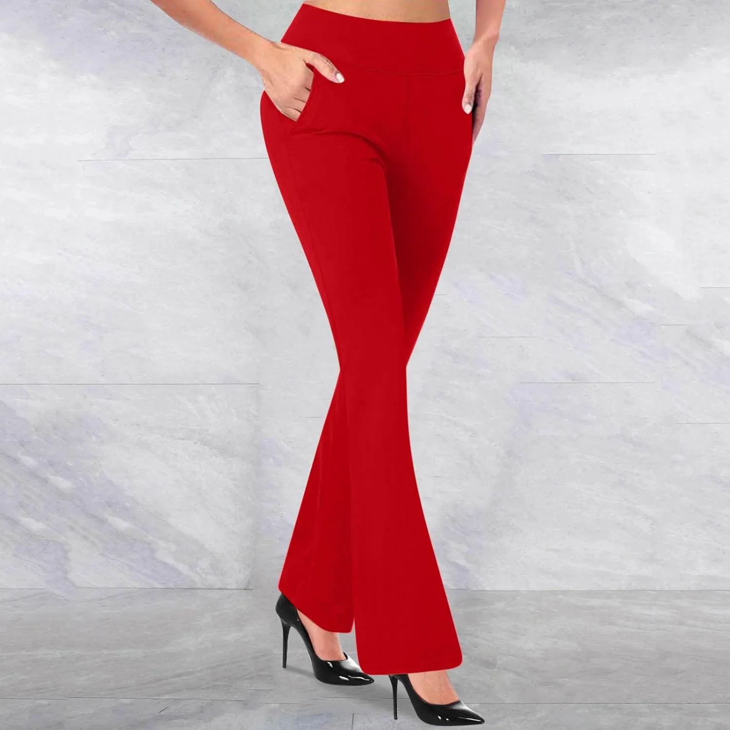 Dress Pants Women Tummy Control Workout Yoga Pants Business Casual High Waist Bootcut Work Pants Lounges with Pockets