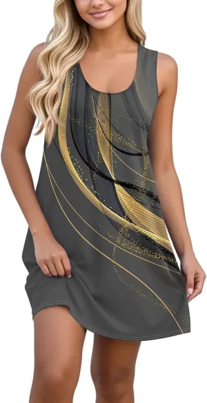 Dresses for Women Spring Mini Tank Dress Sun Dresses Sleeveless A Line Dress Boho Summer Floral with Pocket