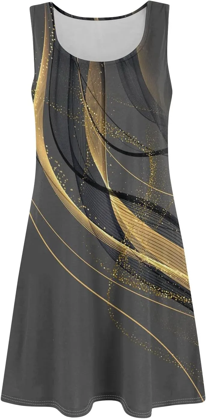Dresses for Women Spring Mini Tank Dress Sun Dresses Sleeveless A Line Dress Boho Summer Floral with Pocket