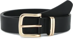 Earnda Women's Leather Belts for Jeans Dresses, Gold Buckle Casual Ladies Waist Belt 1.30" Width