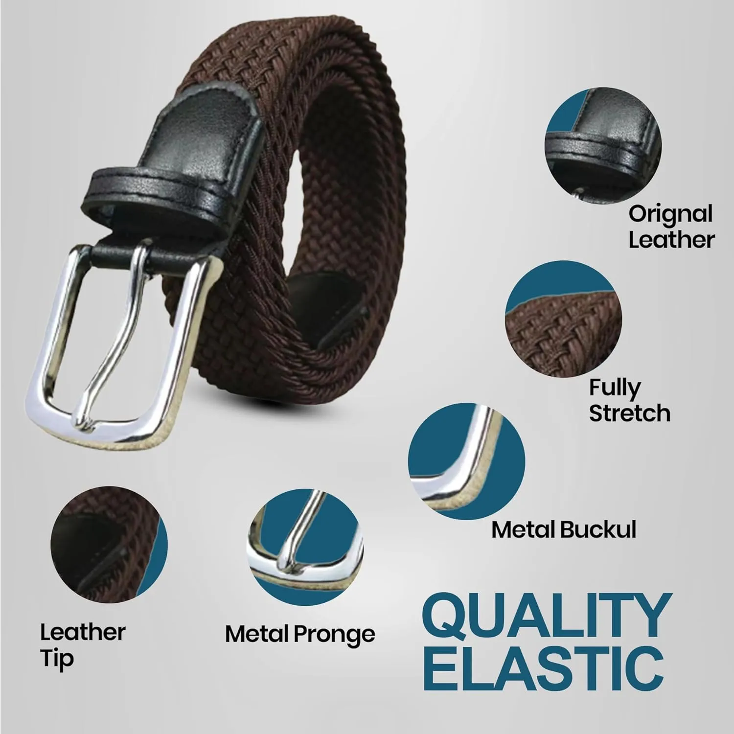 Elastic Mens Strech Belt - Casual Woven Braided Belt in Gift Box for Golf Pants, Shorts, Jeans