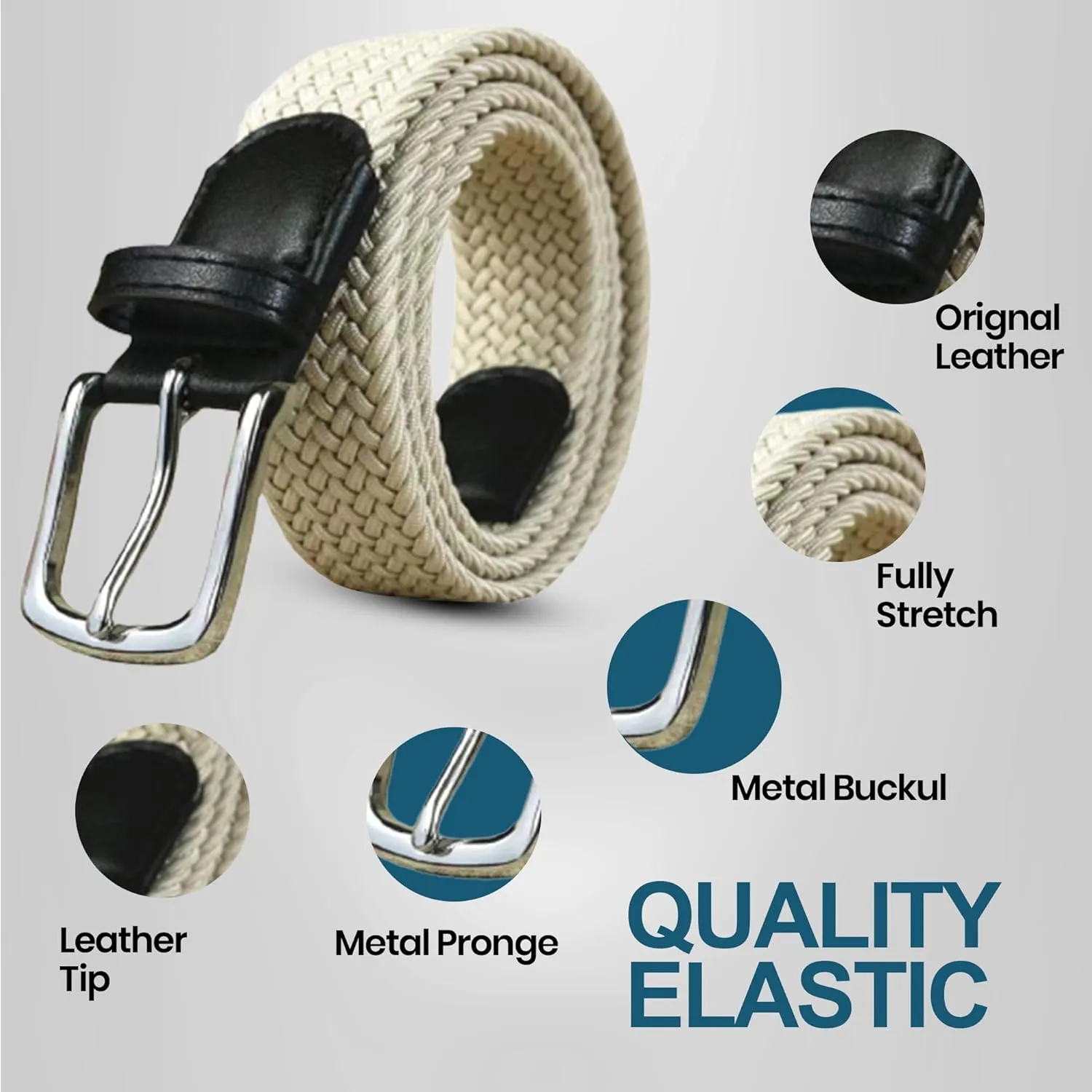 Elastic Mens Strech Belt - Casual Woven Braided Belt in Gift Box for Golf Pants, Shorts, Jeans