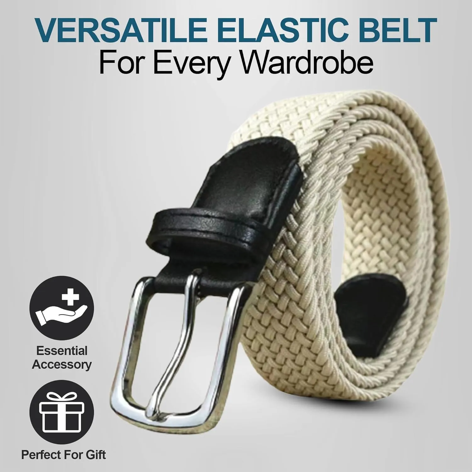 Elastic Mens Strech Belt - Casual Woven Braided Belt in Gift Box for Golf Pants, Shorts, Jeans