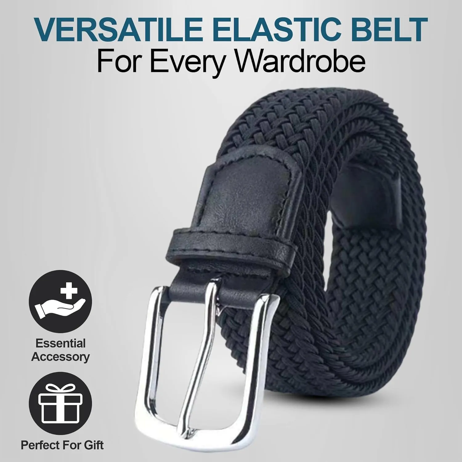 Elastic Mens Strech Belt - Casual Woven Braided Belt in Gift Box for Golf Pants, Shorts, Jeans