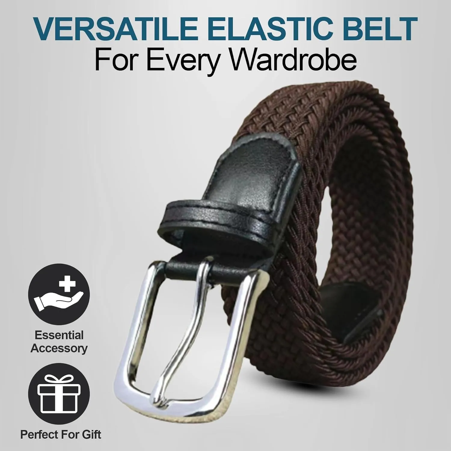 Elastic Mens Strech Belt - Casual Woven Braided Belt in Gift Box for Golf Pants, Shorts, Jeans