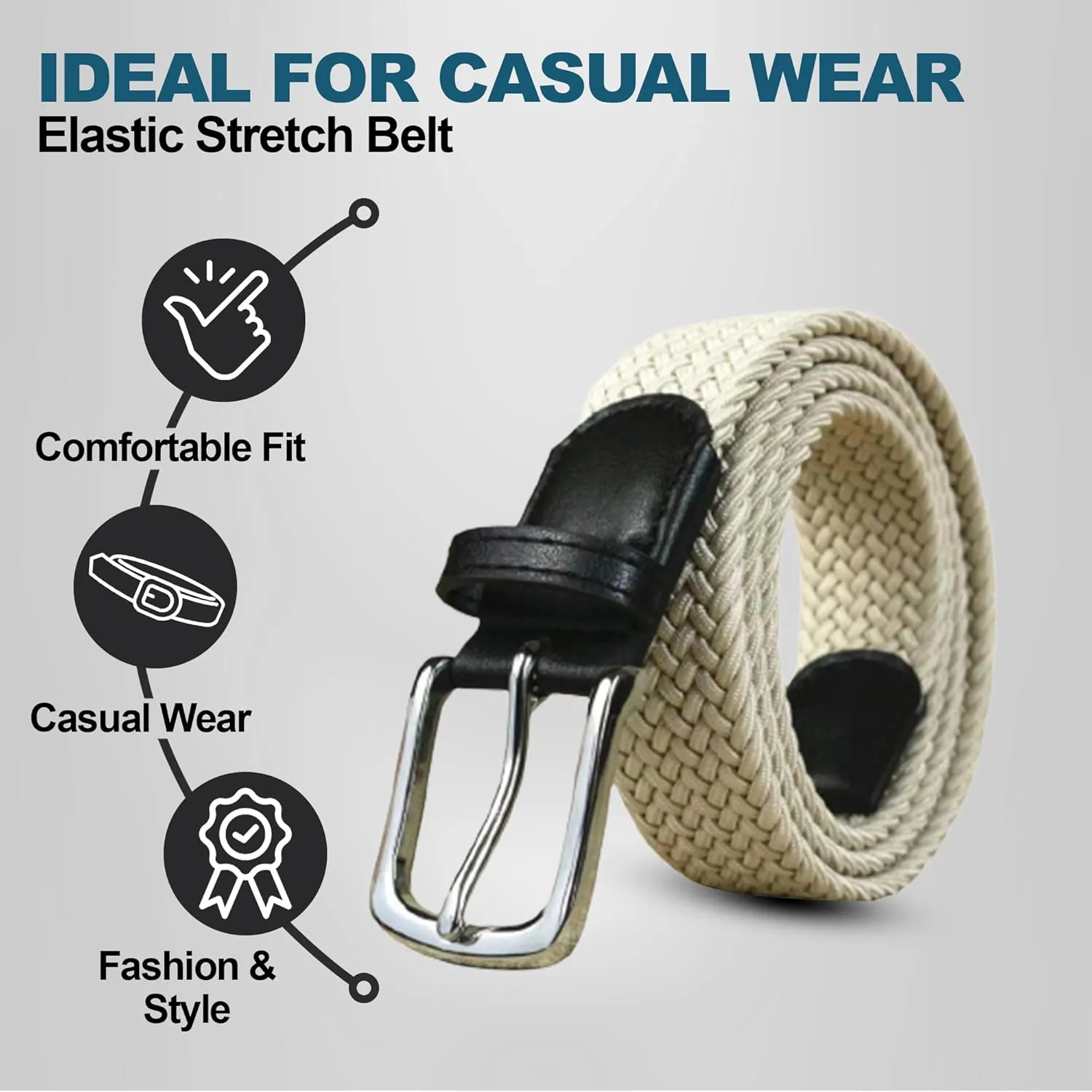 Elastic Mens Strech Belt - Casual Woven Braided Belt in Gift Box for Golf Pants, Shorts, Jeans