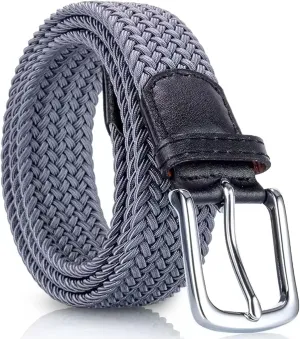 Elastic Mens Strech Belt - Casual Woven Braided Belt in Gift Box for Golf Pants, Shorts, Jeans