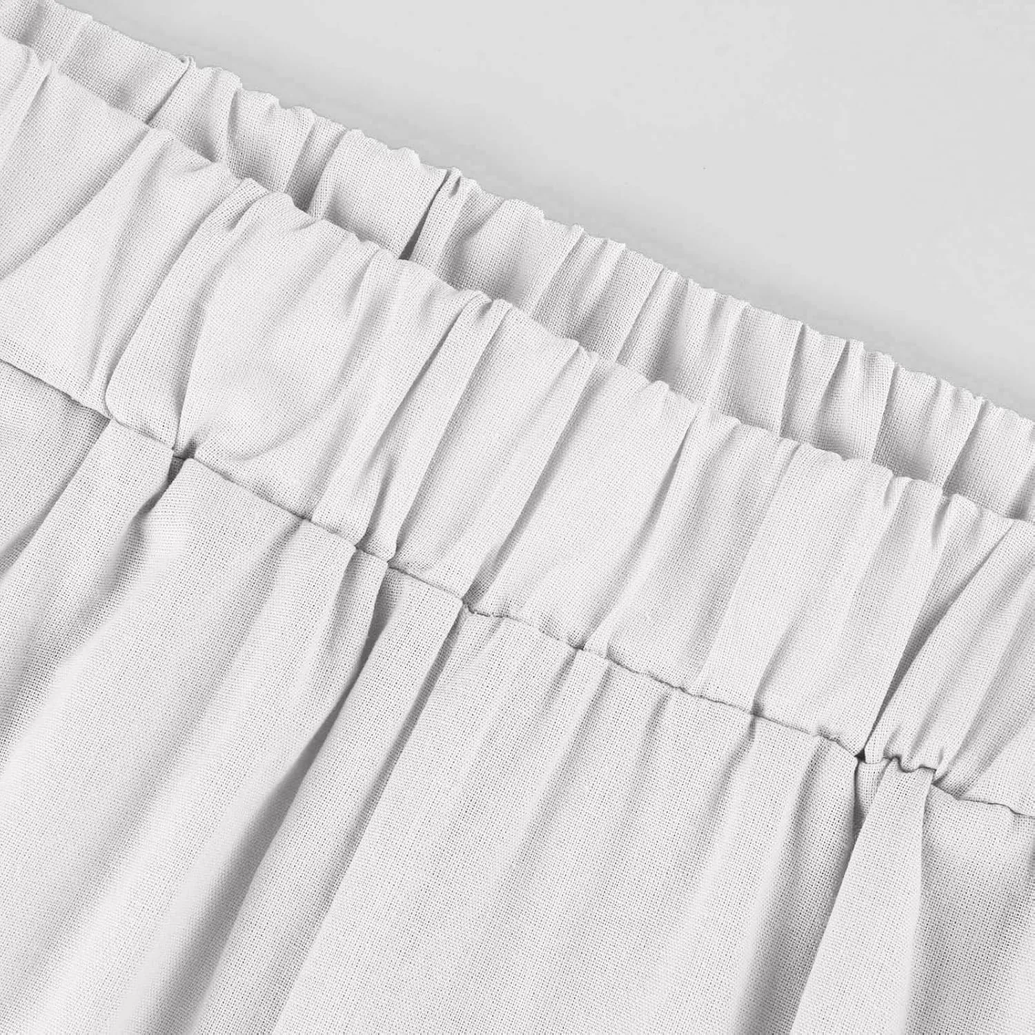 fanmpghleoo Cotton Linen Pants Women Summer Elastic Waist Casual Cropped Pants Plus Size Straight Leg Trousers with Pockets