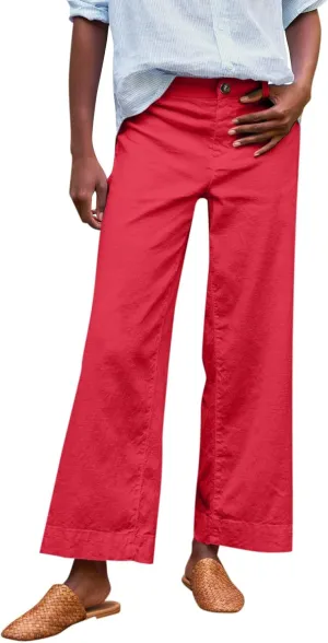 fanmpghleoo Woman Linen Pants High Waist Wide Leg Lightweight Linen Pants Casual Loose Fit Linen Cropped Pants Summer 2025