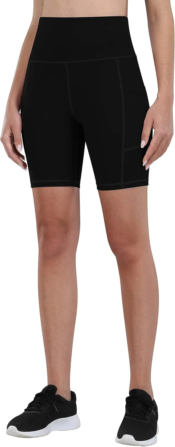 Fengbay 2 Pack 8" /5" Biker Shorts for Women with Pockets, High Waist Workout Shorts for Women Compression Yoga Shorts