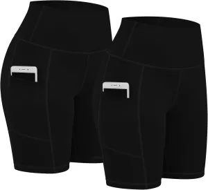Fengbay 2 Pack 8" /5" Biker Shorts for Women with Pockets, High Waist Workout Shorts for Women Compression Yoga Shorts