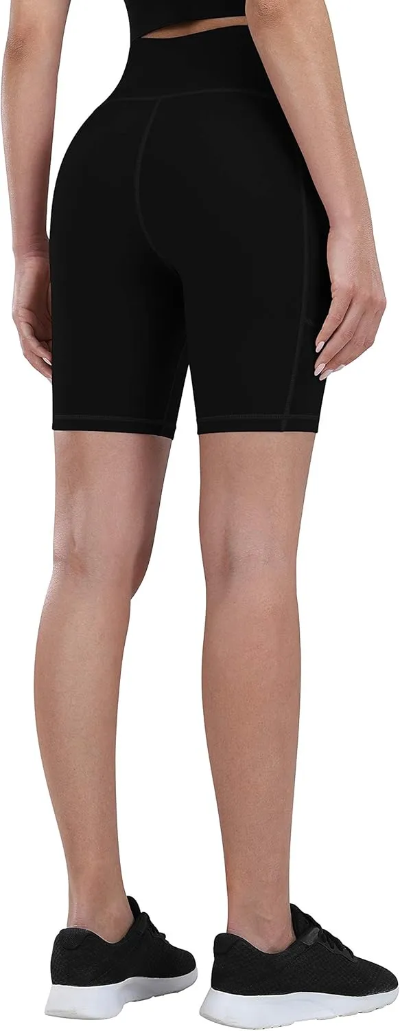 Fengbay 2 Pack 8" /5" Biker Shorts for Women with Pockets, High Waist Workout Shorts for Women Compression Yoga Shorts
