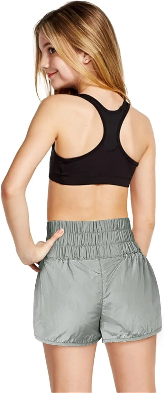 Flowy Shorts for Teen Girls High Waist Quick Dry Athletic Gym Running Biker Shorts Preppy Youth Butterfly Shorts