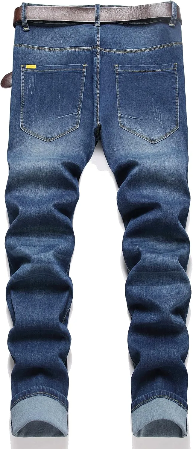 FREDD MARSHALL Men's Skinny Slim Fit Stretch Straight Leg Fashion Jeans Pants