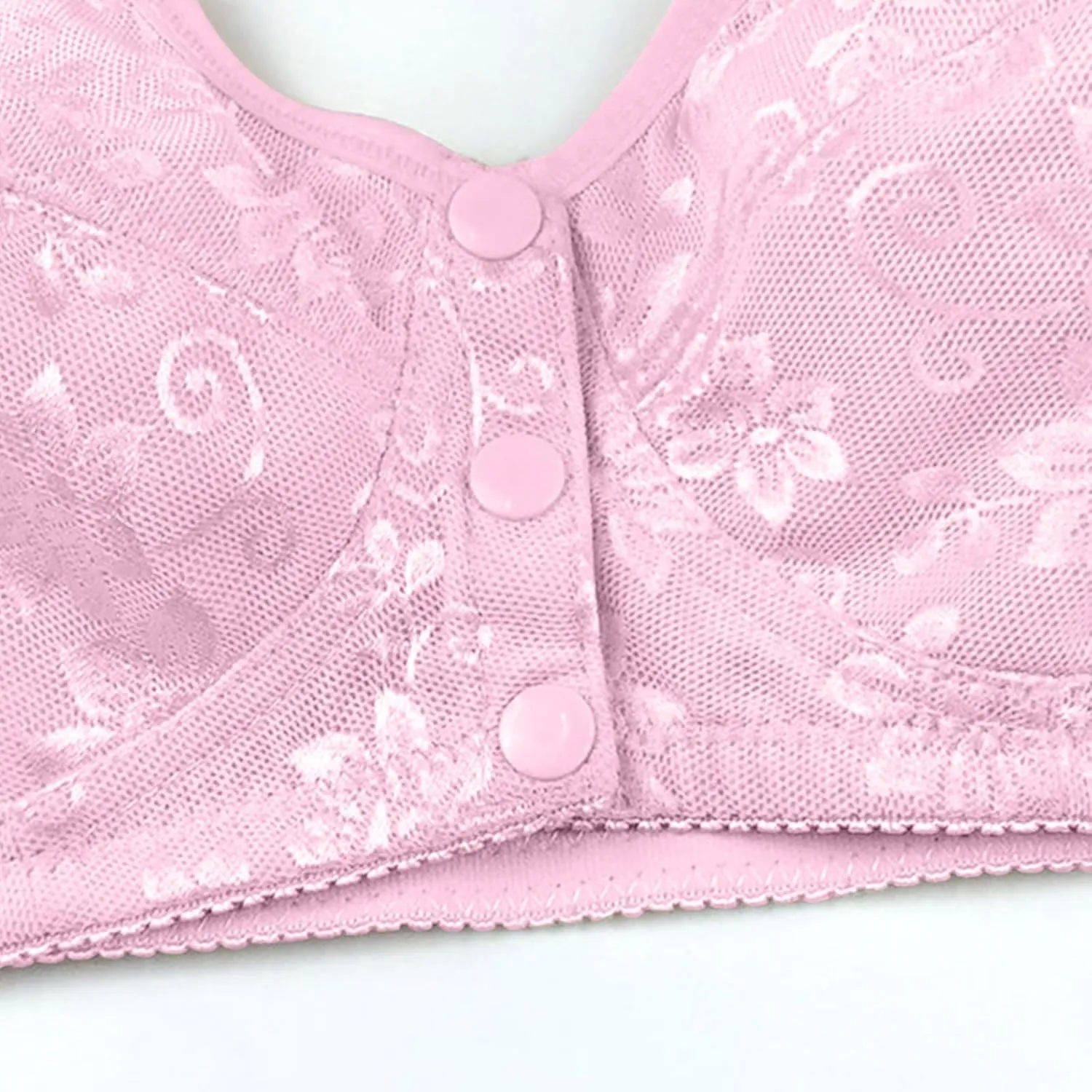 Front Clasp Bras for Women On Underwire, Floral Lace Full Coverage Push Up Bra, Light Lined Comfort Seamless Bralette