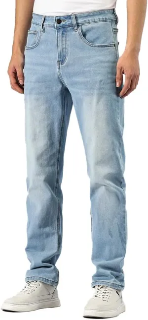 GAIAKOU Men's Baggy Slim Fit Stretch Work Jeans - Straight Loose Blue Elastic