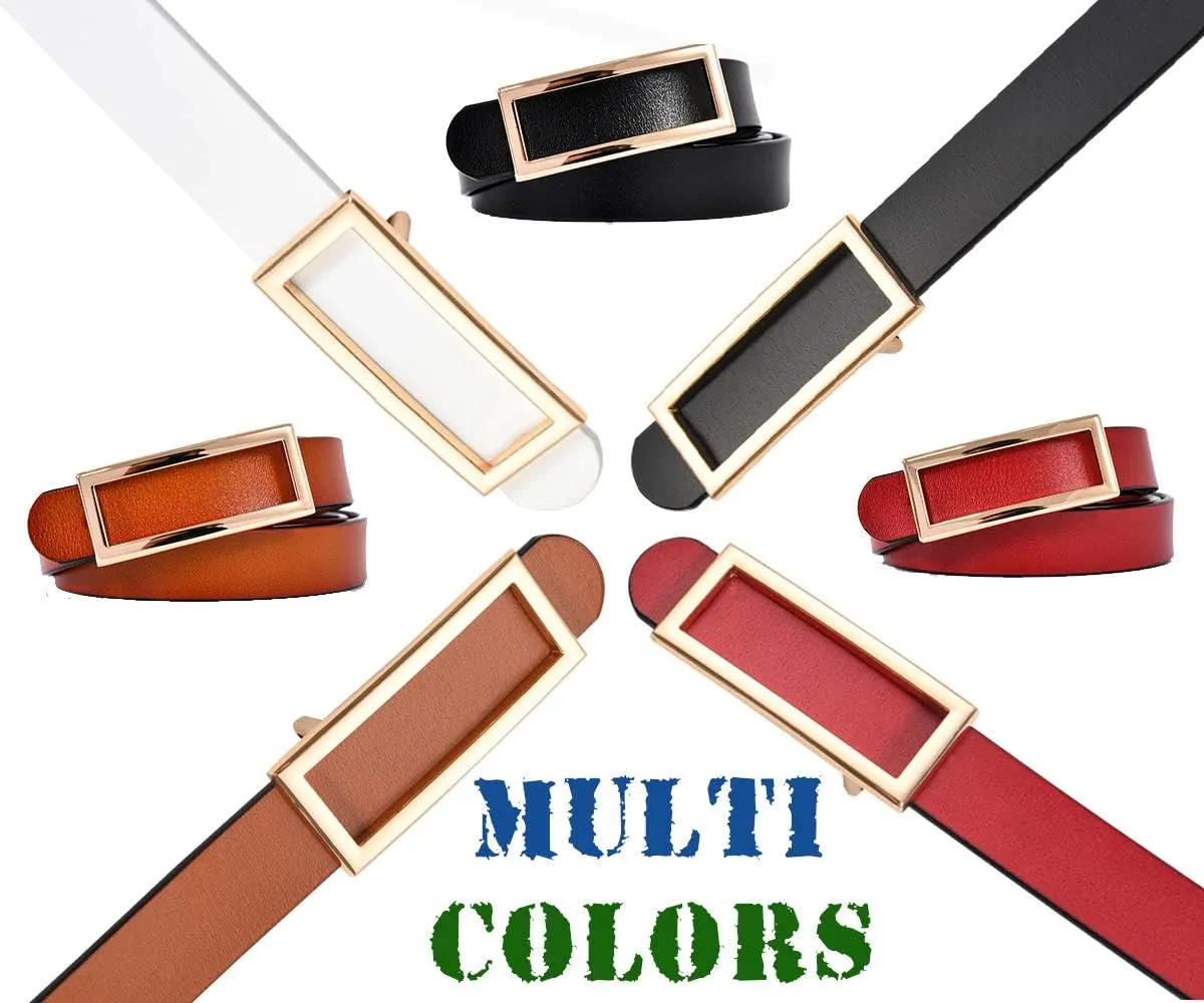 Genuine Leather Belt for Women Waist Skinny Dress Belt for Jeans Pants 0.93" Width Black Red Brown White
