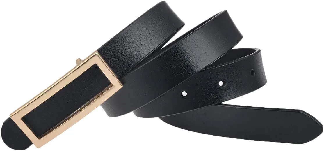 Genuine Leather Belt for Women Waist Skinny Dress Belt for Jeans Pants 0.93" Width Black Red Brown White