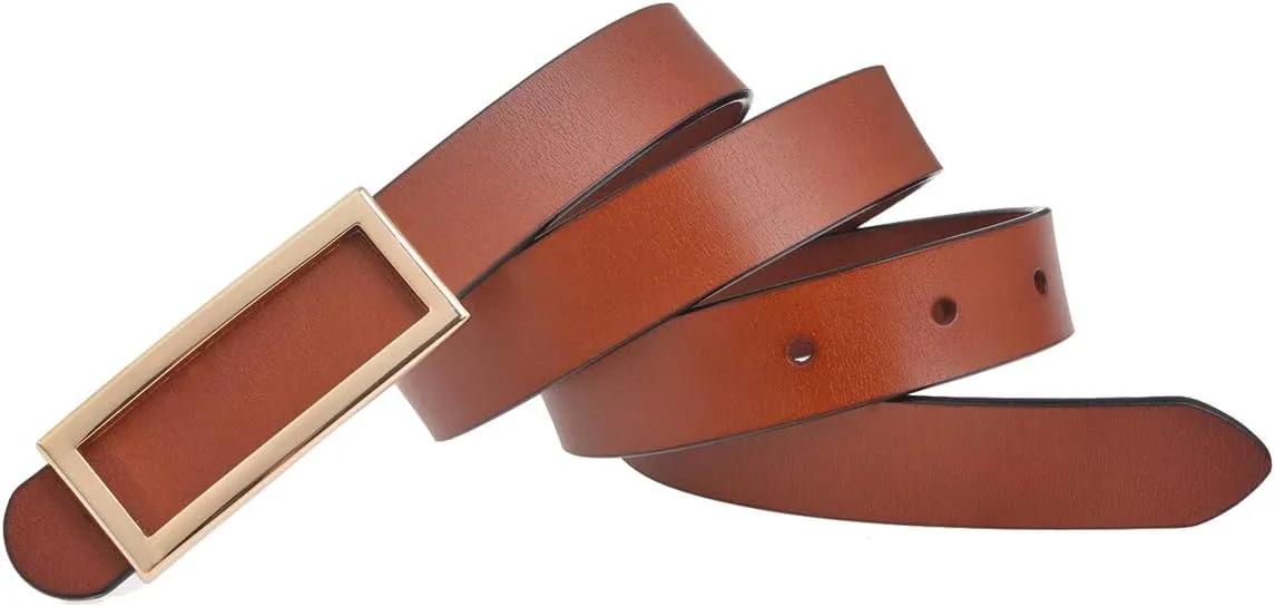 Genuine Leather Belt for Women Waist Skinny Dress Belt for Jeans Pants 0.93" Width Black Red Brown White