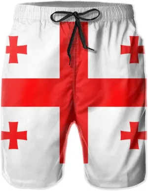 Georgian Flag Swim Trunks Quick Dry Board Shorts with Mesh Lining Beach Shorts Printed Shorts Swimwear